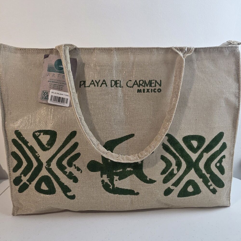 ARTEX Playa Del Carmen Mexico Zip Shopping Beach Tote Travel Bag New Nwt Vacay